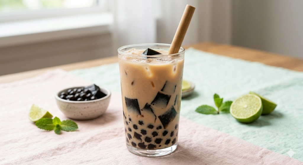 Grass Jelly Bubble Tea: